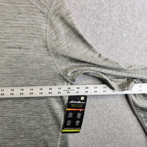 Eddie Bauer Shirt Mens S Gray 1/4 Zip Base Layer Grid Fleece Warmest Heavyweight - Picture 9 of 13
